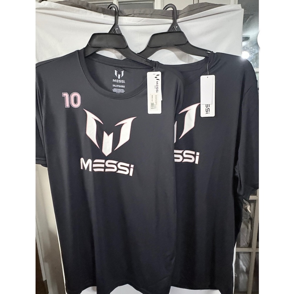 Lot of 2 Messi Shirt Mens 3XL Black Pink Performance Soccer Athletic Tee NWT